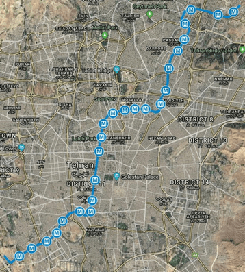 نقشه خط 3 مترو تهران