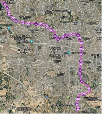 خط 6 مترو تهران روی نقشه