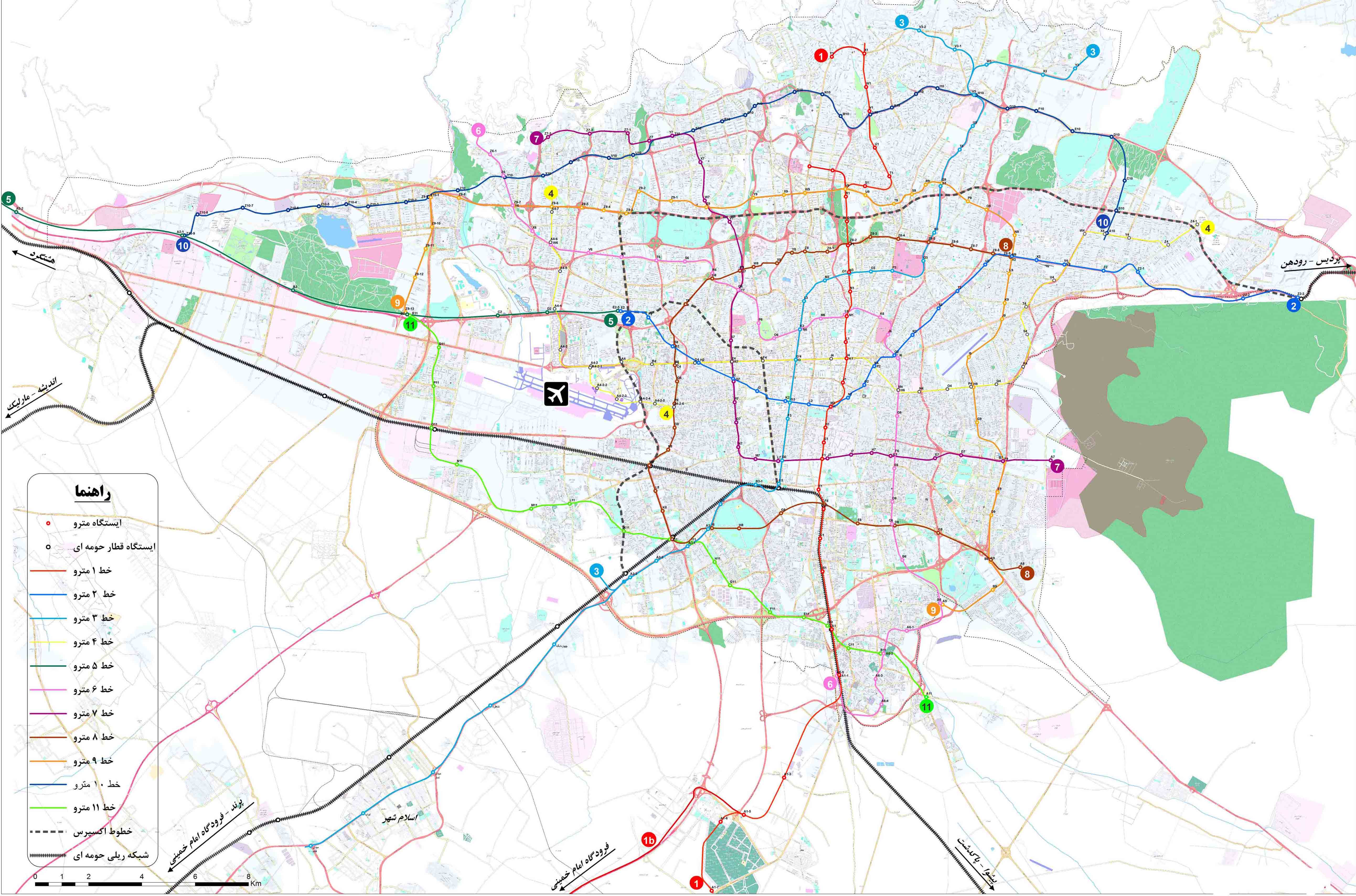 نقشه خطوط متروی تهران